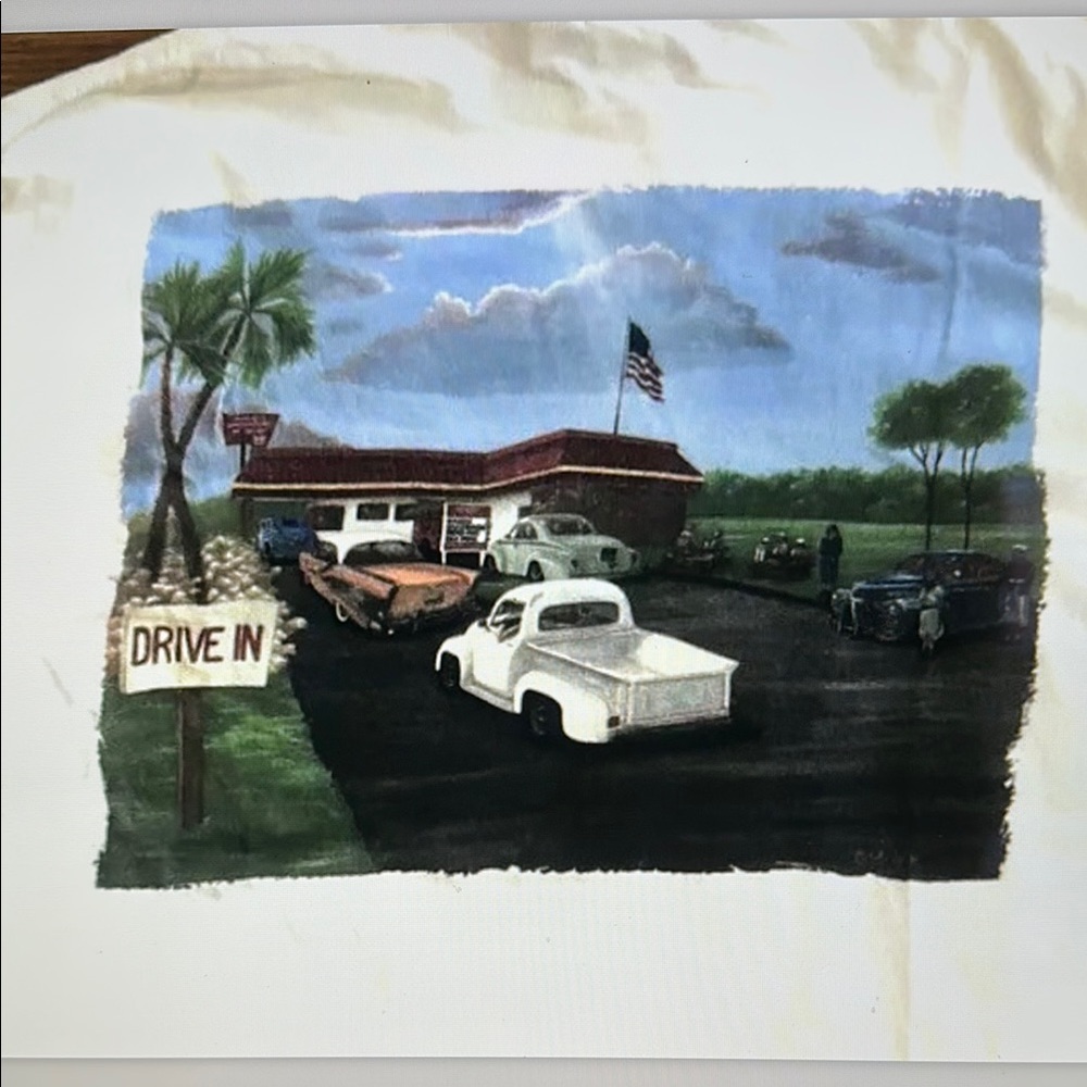 White Graphic Tee with Drive-In Print in-N-Out Burger quality you can taste food